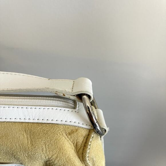 Ugg Australia Shearling Suede Shoulder Bag Yellow White Trim Y2K - Picture 7 of 8